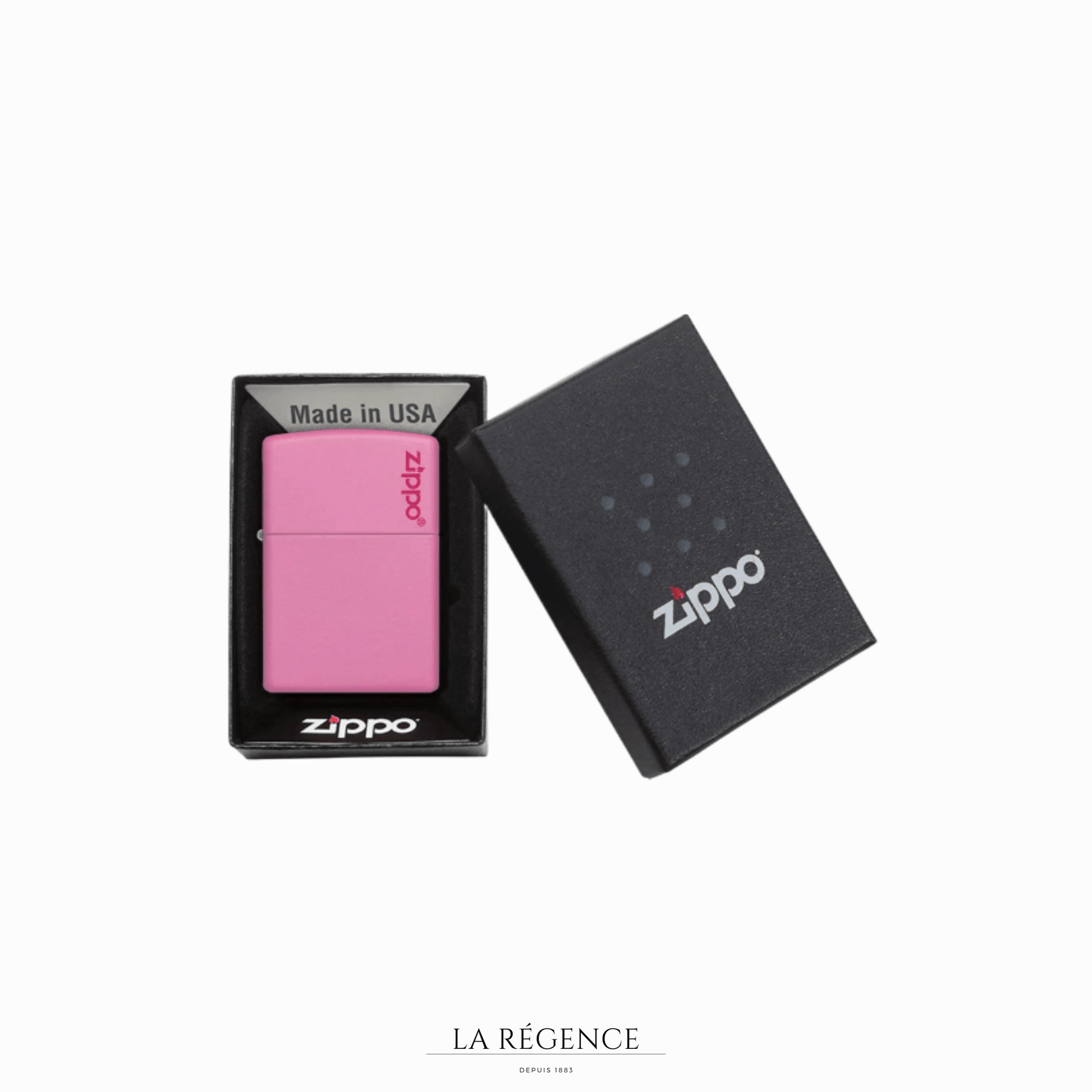 Pink Matte Zippo Logo-La Régence